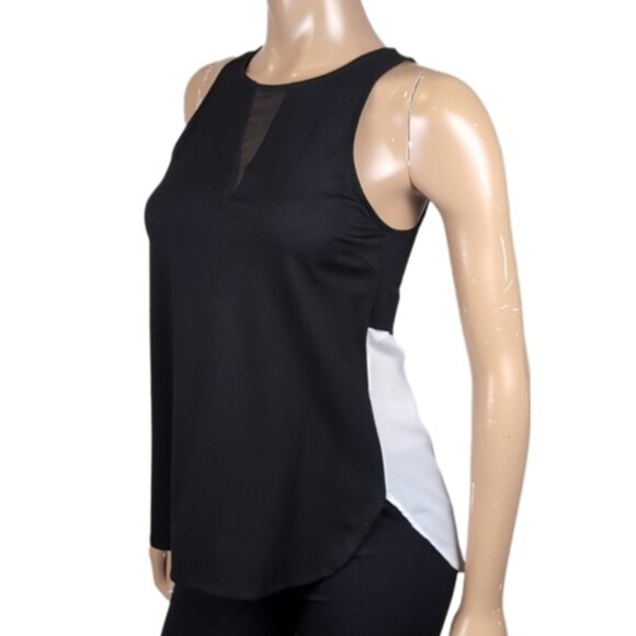 3/$20 Banana Republic Sleeveless Top Mesh Cut Out Chiffon Color Block Tank - Picture 1 of 13